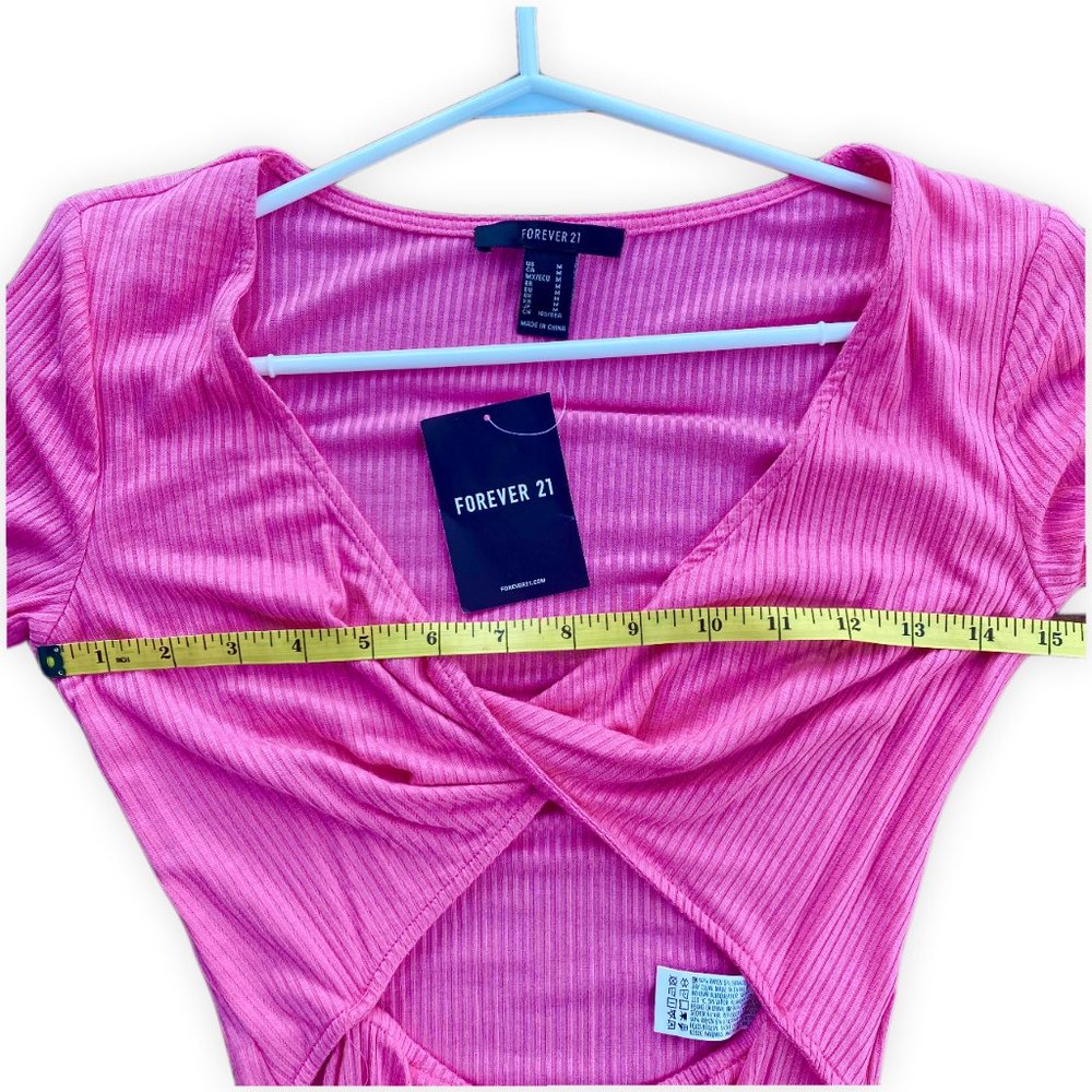 NWT Forever 21 Hot Pink Cutout Bodysuit | Barbiecore Party Clubwear Size Medium - Picture 8 of 8